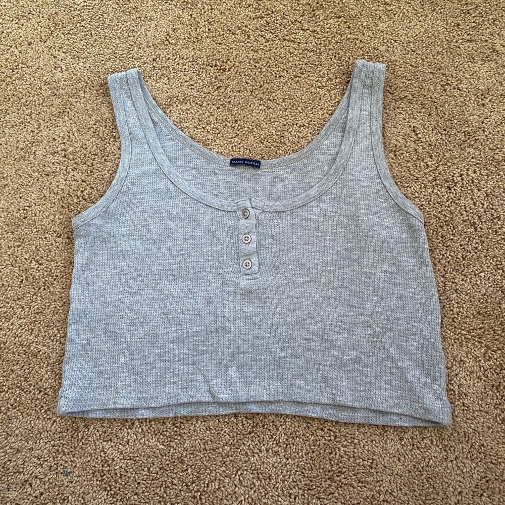GRAY BRANDY BUTTON TANK TOP